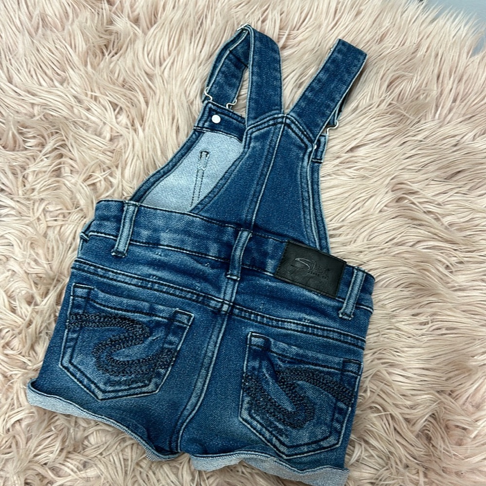 Girls Silver Overall Shorts